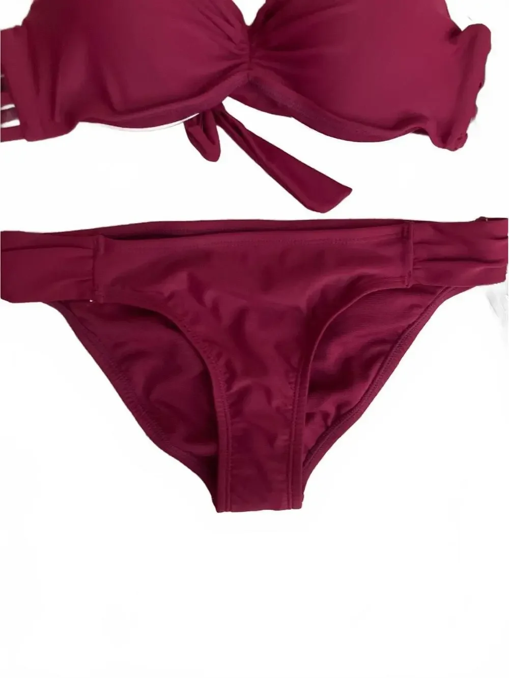 NWT California Waves Two-Piece Bikini Swimsuit Set in Burgundy, Size Small